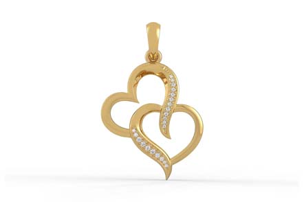 Round Diamond Double Heart Pendant For Her