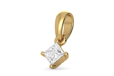 Glimmer Princess Cut Solitaire Diamond Unisex Pendant