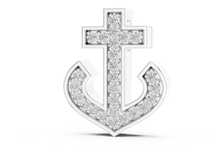14k White gold anchor shape pendant 