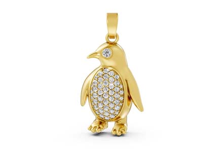 Solid Gold Elegant Gold Penguin Pendant 