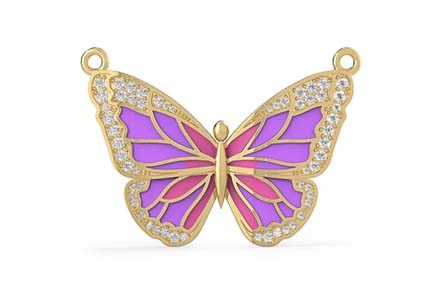 Enamel Butterfly 0.67 CT.T.W Diamond Pendant For Her