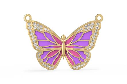 Enamel Butterfly Diamond Pendant