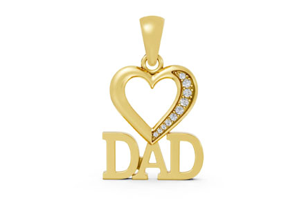 fathers day solid gold dad pendant with heart design