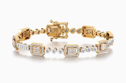 Halo Tennis Bracelet With Baguette And Round Diamond Miracle Setting