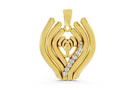 Precious Gold 0.36 CT.T.W Diamond Hand Pendant - Symbol of Love Mom & Baby Precious