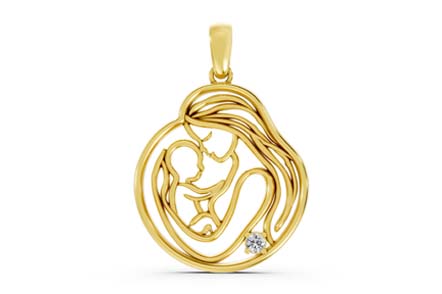 solid gold 0.04 CT.T.W diamond emotional motherhood pendant