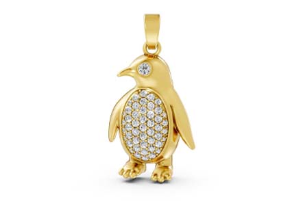 Solid Gold Elegant Gold Penguin Pendant 