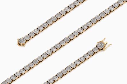 Square Halo Round and Baguette Diamond Studded Link Necklace