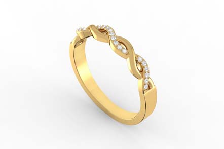 Twist Round Diamond Band Solid Gold 